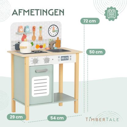 Houten Speelkeuken met Accessoires en Klok